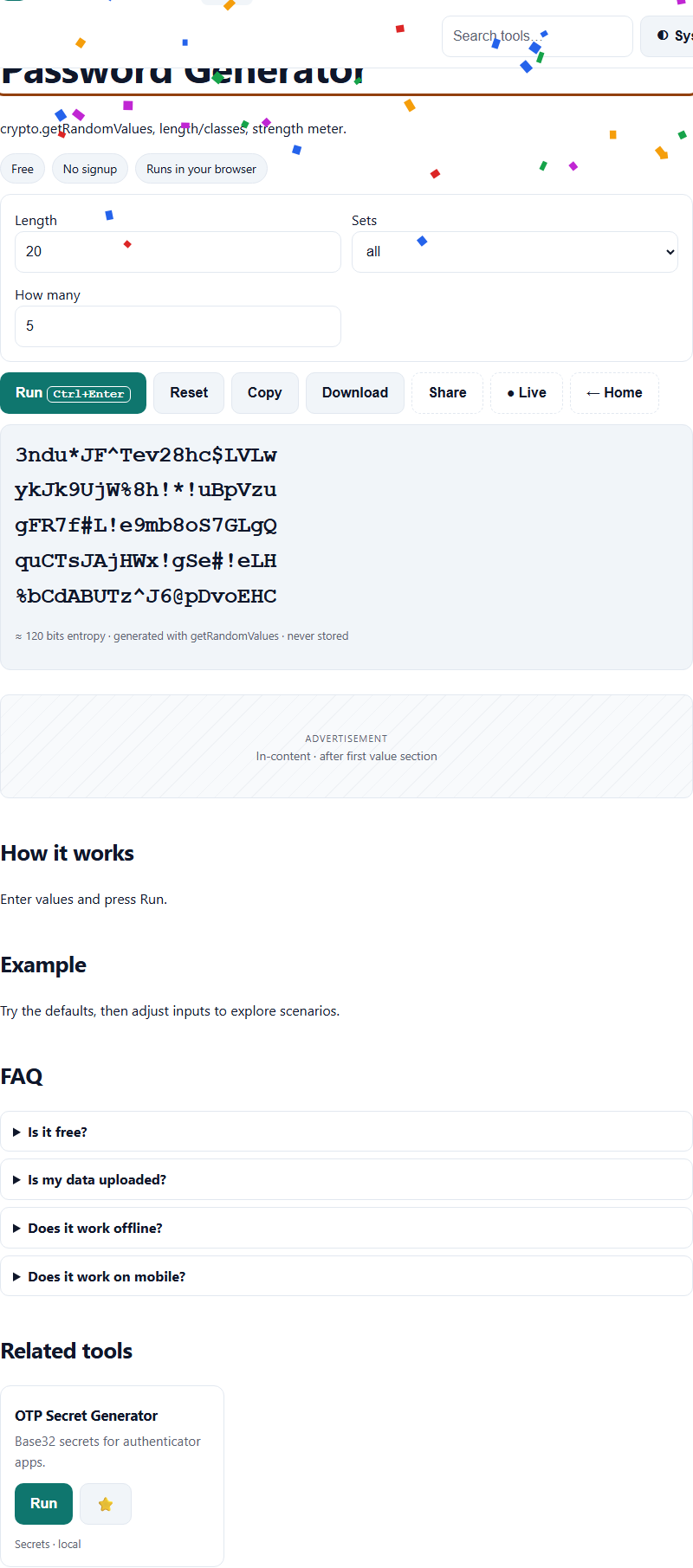 Preview of Password Generator