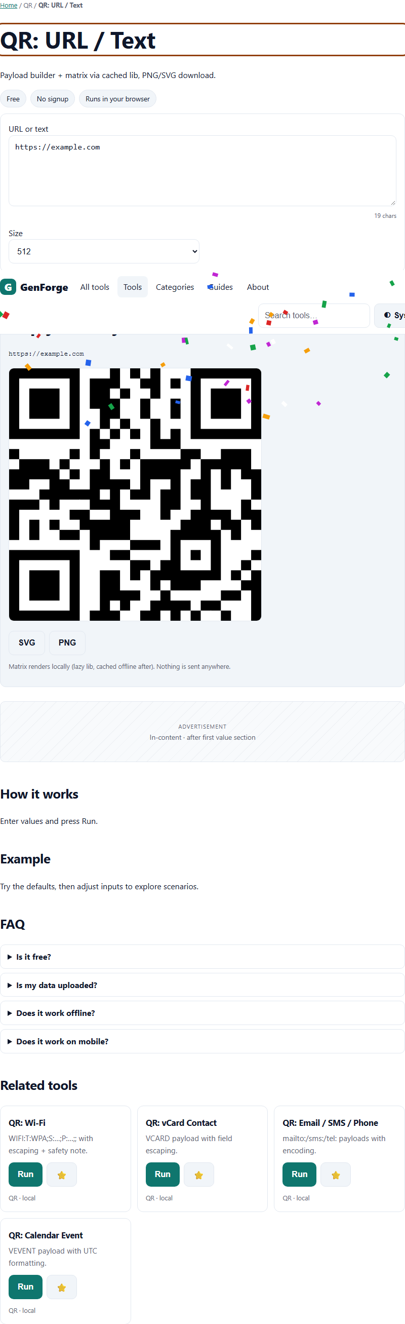 Preview of QR: URL / Text