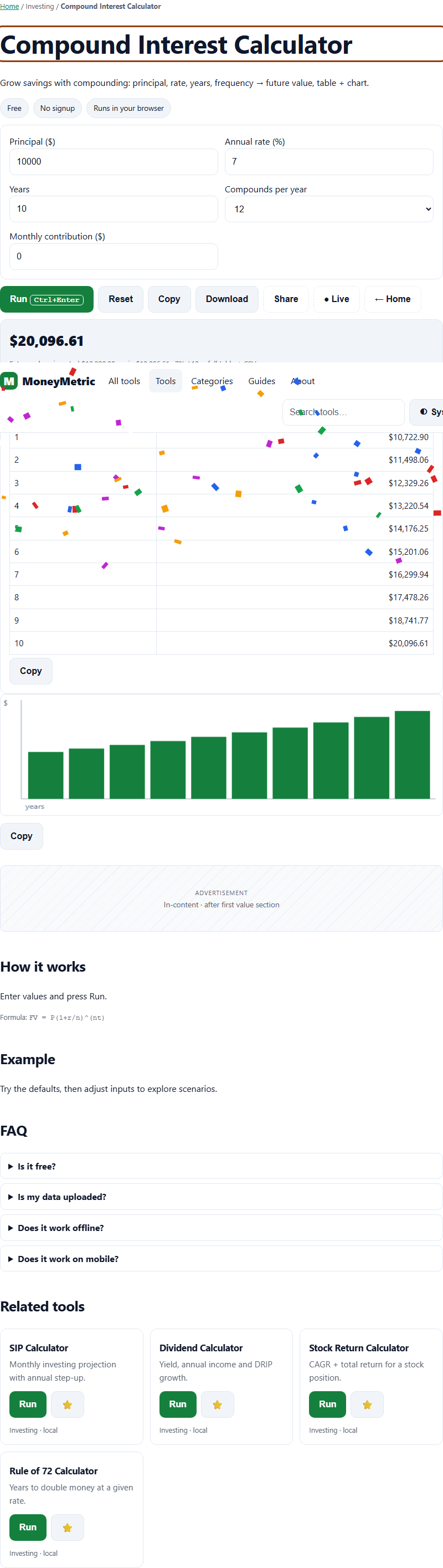 Preview of Compound Interest Calculator