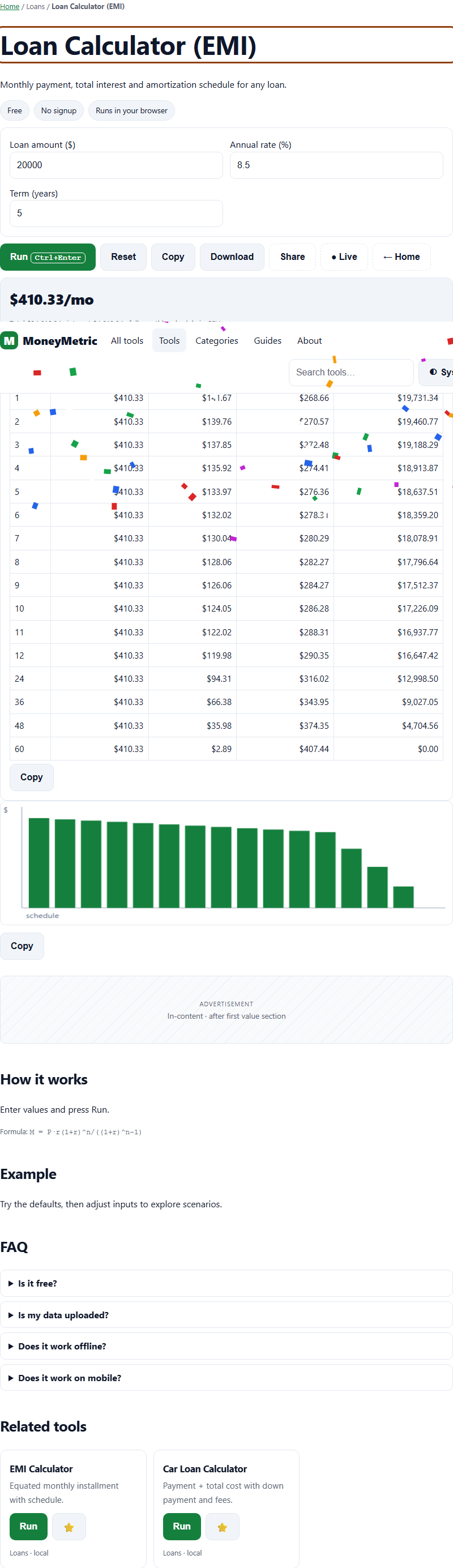 Preview of Loan Calculator (EMI)