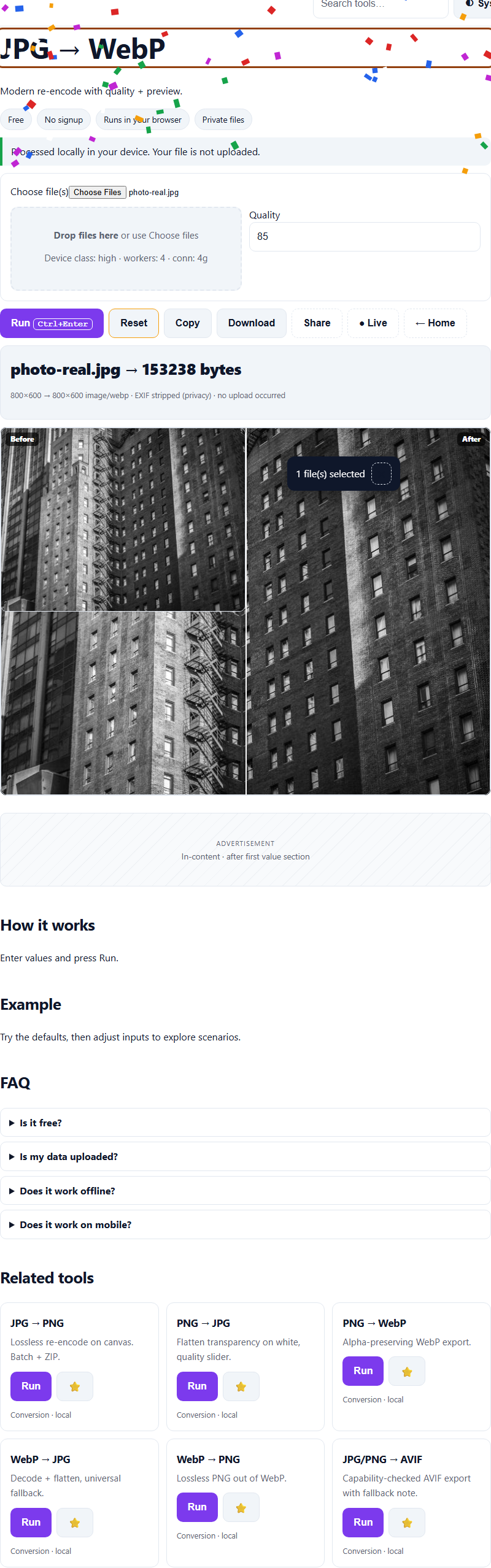 Preview of JPG → WebP