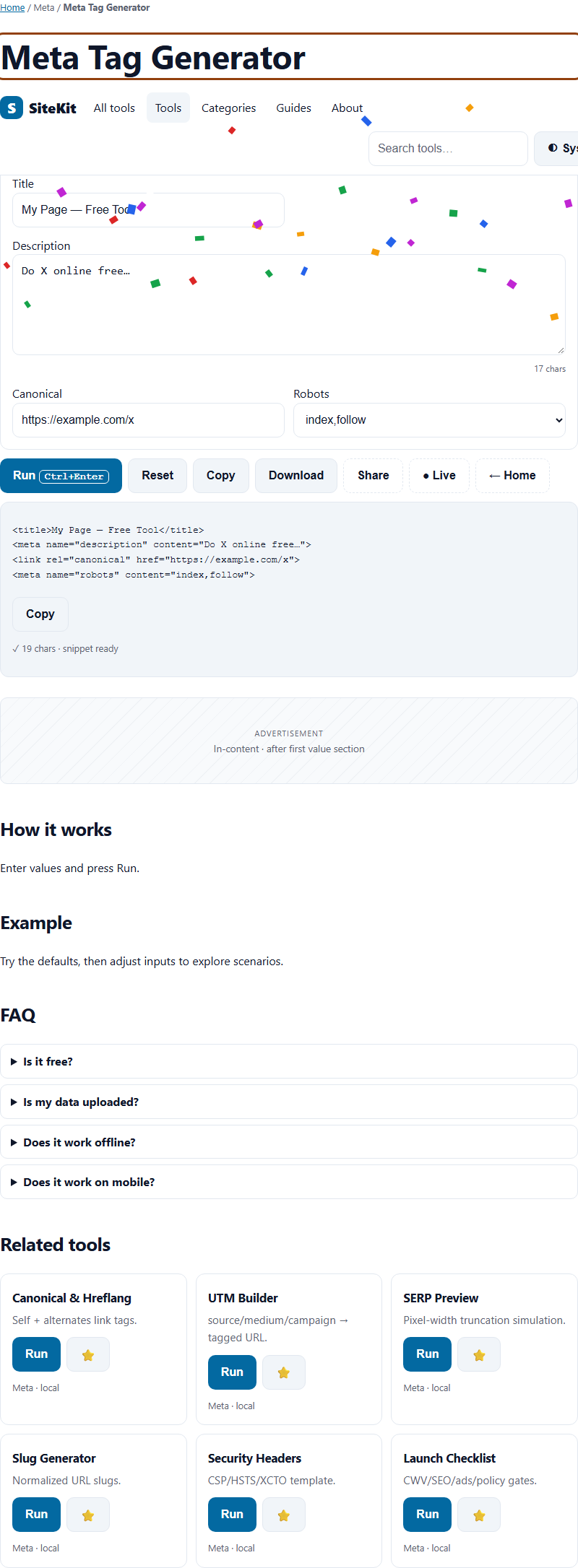 Preview of Meta Tag Generator